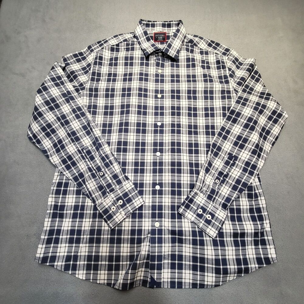Untuckit Shirt Men's XL Rooney Blue Plaid Button Up Long Sleeve
